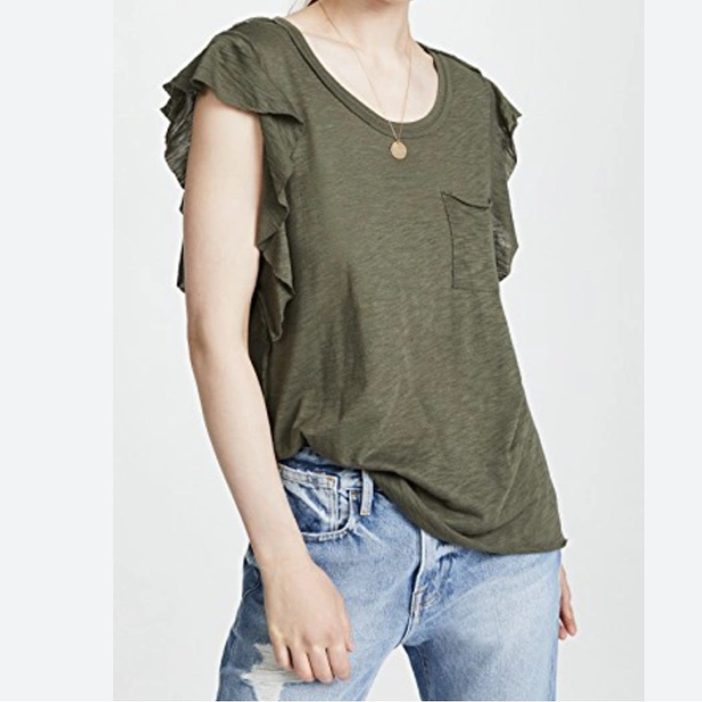 Free People We The Free So Easy Tee Shirt Army Green Medium - Picture 4 of 11